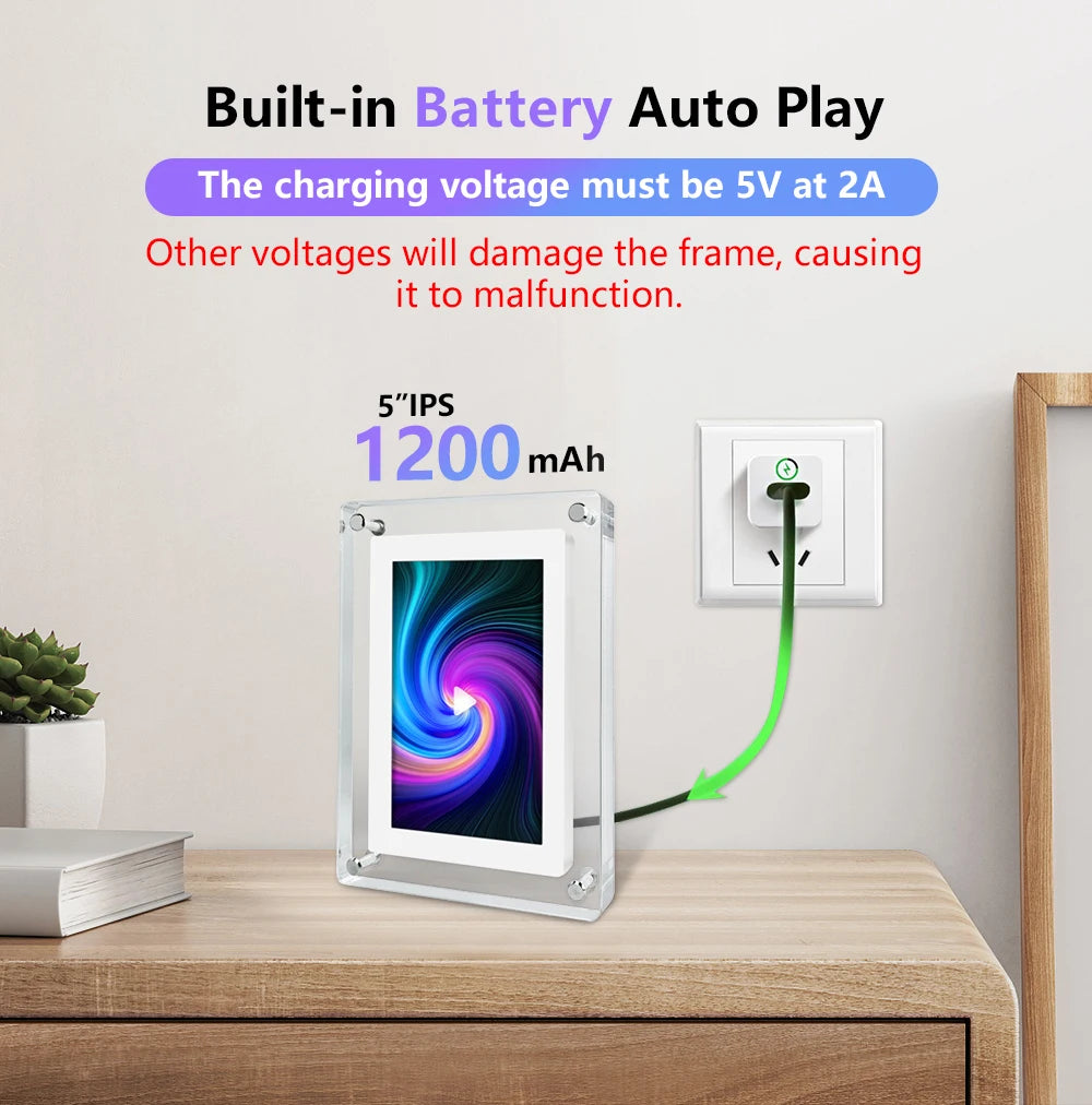 Portable Acrylic Digital Photo Frame 5 Inch for photos